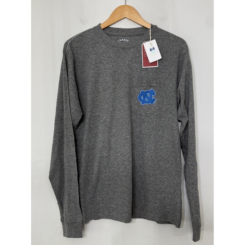 UNC North Carolina Tar Heels Medium Long Sleeve Pocket Shirt Big‎ Logo Gray NWT